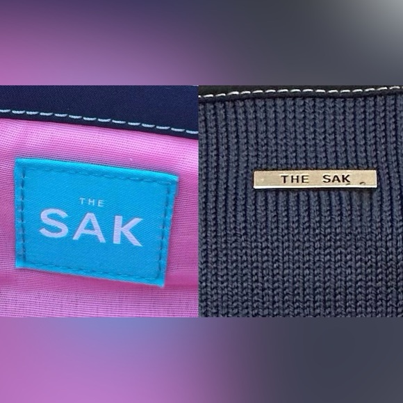 The SAK Belinda Denim Blue Knit Shoulder Bag Preppy Woven Ribbon Straps 13” x 7” - Picture 13 of 16